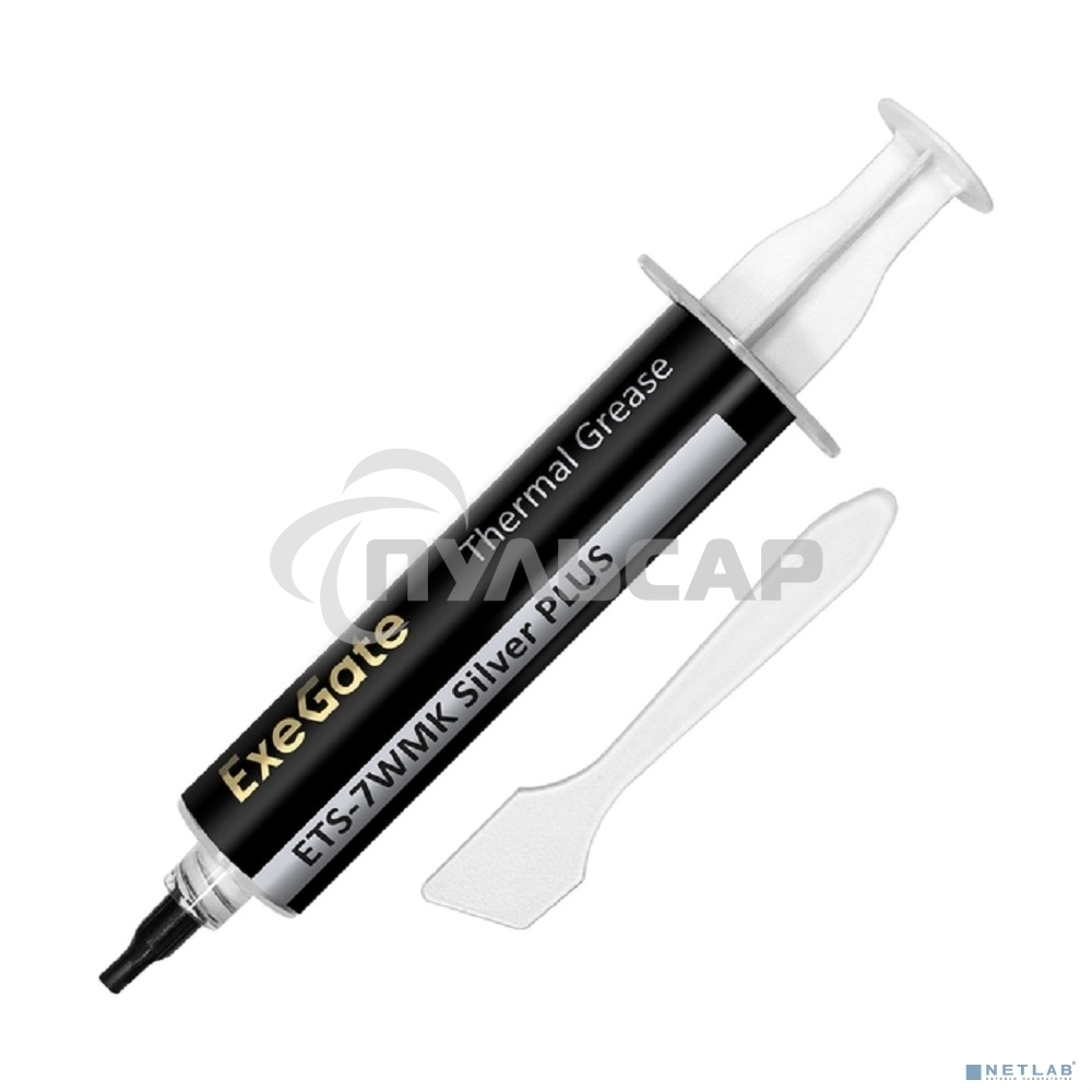 Термопаста ExeGate ETS-7WMK Silver PLUS (7,2 Вт/(м•К), 15г, шприц с лопаткой)