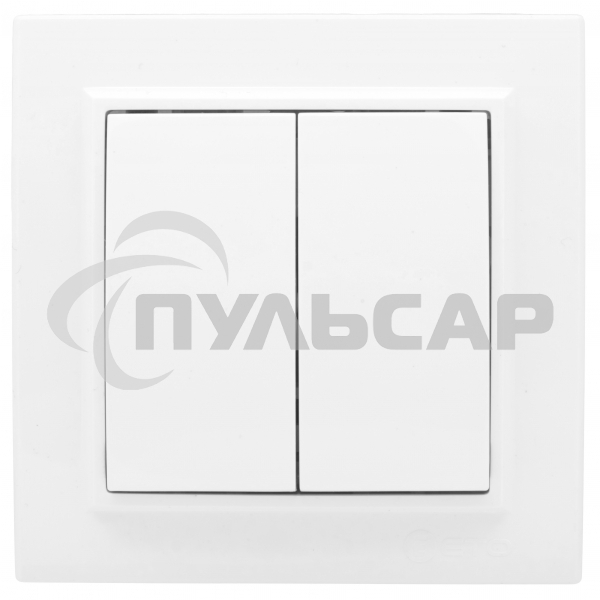 Выключатель 2-клавишный СП,10А, белый EKF Basic Минск