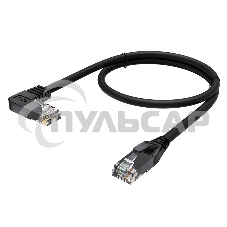 Патч-корд GCR прямой 2.0m UTP кат.5e, черный, левый угол, литой, ethernet high speed, RJ45, T568B, GCR-53151