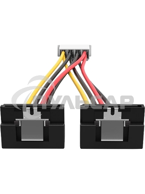 Кабель-переходник питания Vention MOLEX 4pin M / 2 x SATA 15pin F угол 90 - 0.15м KDCBB