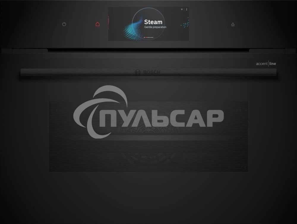 Встраиваемый духовой шкаф Bosch CSG958DB1 Accent Line шкаф-пароварка, черный, 14 режимов + комбинированные режимы, функция приготовление на пару 100%, 4-слойное остекление, 3 цветных текстовых TFT-дисплея 2,5