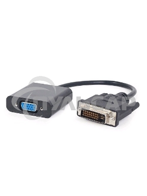 Переходник DVI-D-VGA Cablexpert A-DVID-VGAF-01, 25M/15F, длина кабеля 0,2м, черный, пакет
