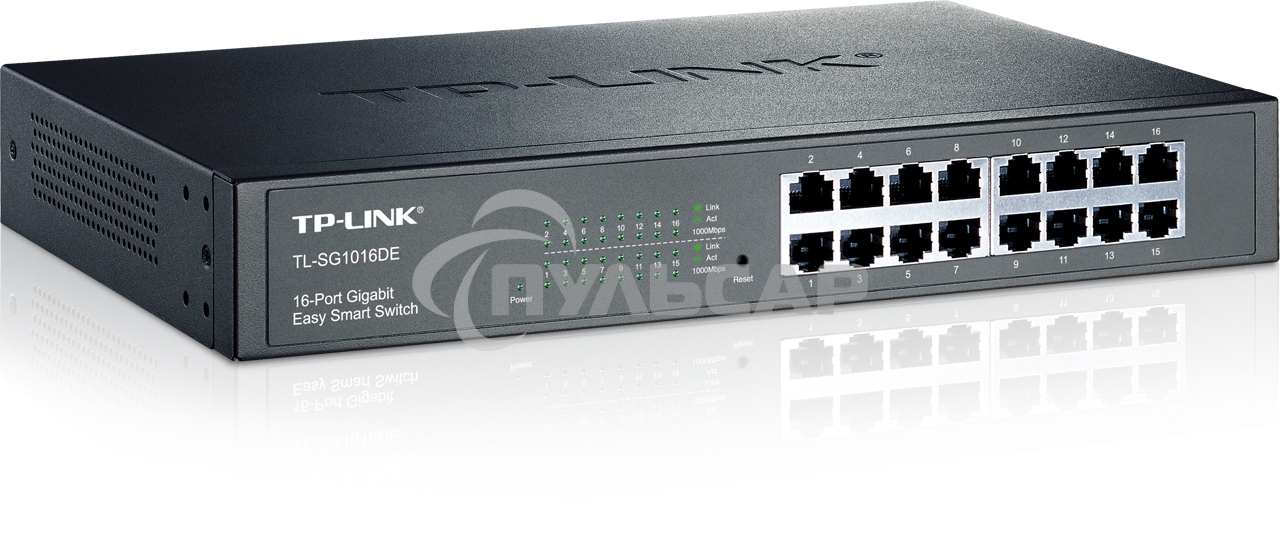 Сетевой коммутатор TP-Link SMB TL-SG1016DE 16-Port Gigabit Easy Smart Switch, 16 10/100/100Mbps RJ45 ports, MTU/Port/Tag-based VLAN, QoS, IGMP Snooping