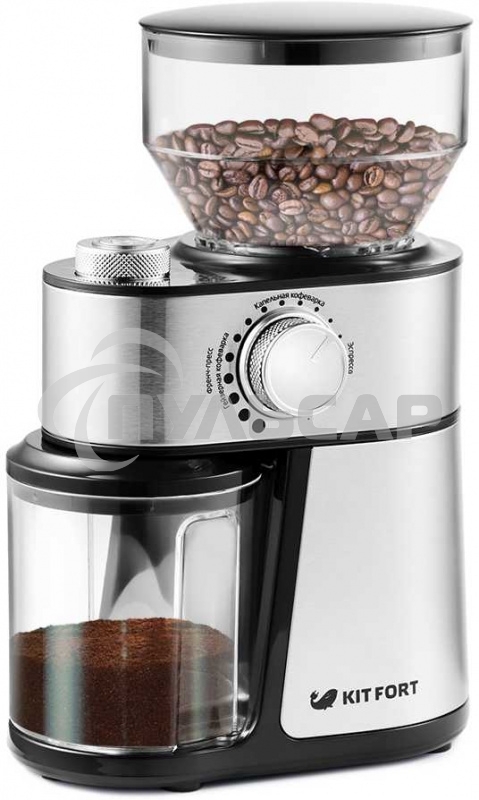 Кофемолка Kitfort КТ-717 230Вт сист.помол.:ротац.нож вместим.:100гр нержавеющая сталь/черный