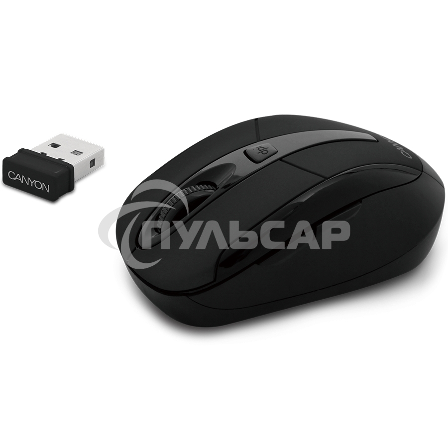 Мышь беспроводная Canyon MSO-W6 черный, 1600 dpi, радиоканал, USB, кнопки - 6