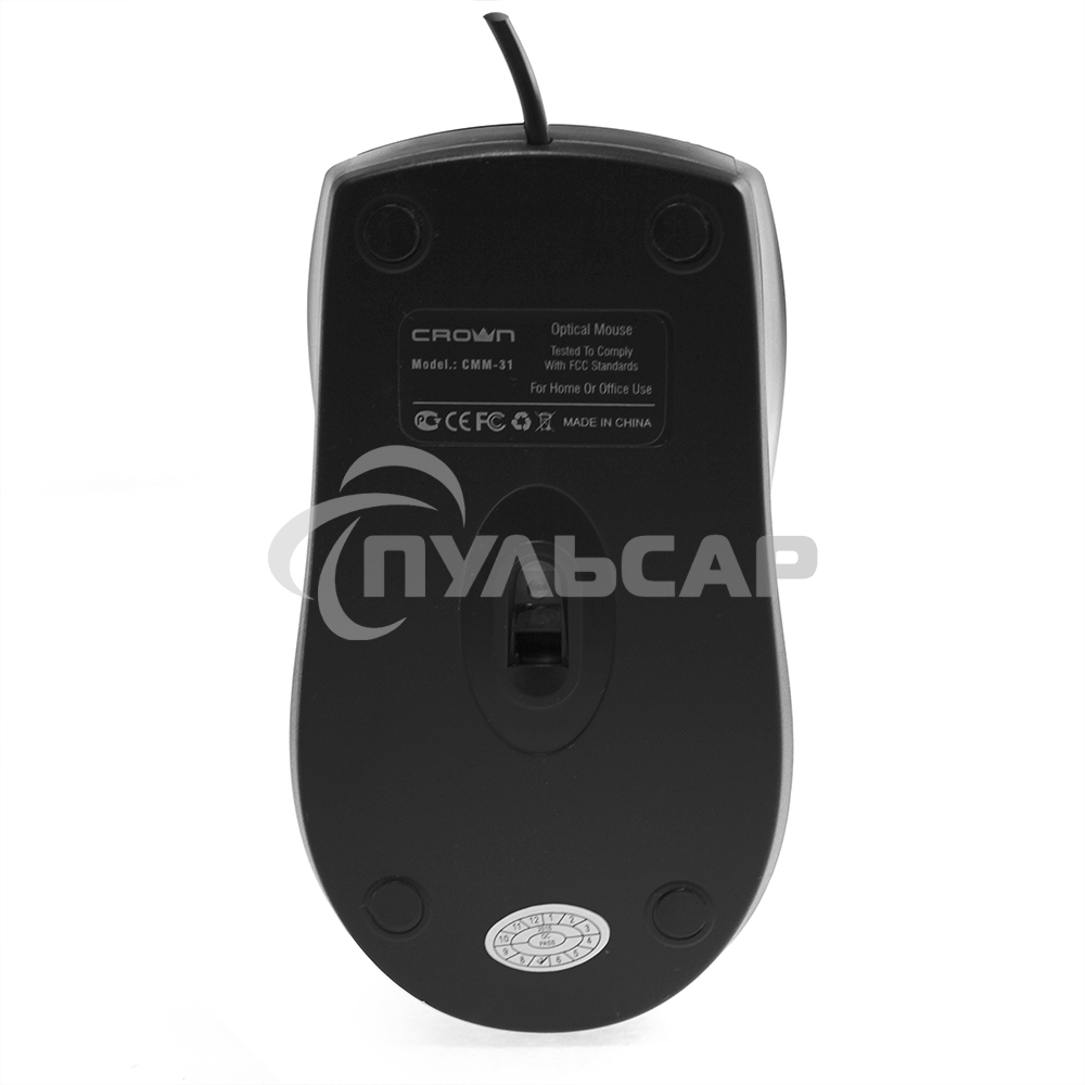 Мышь проводная Crown CMM-31 черный, 1000 dpi, USB, кнопки - 3
