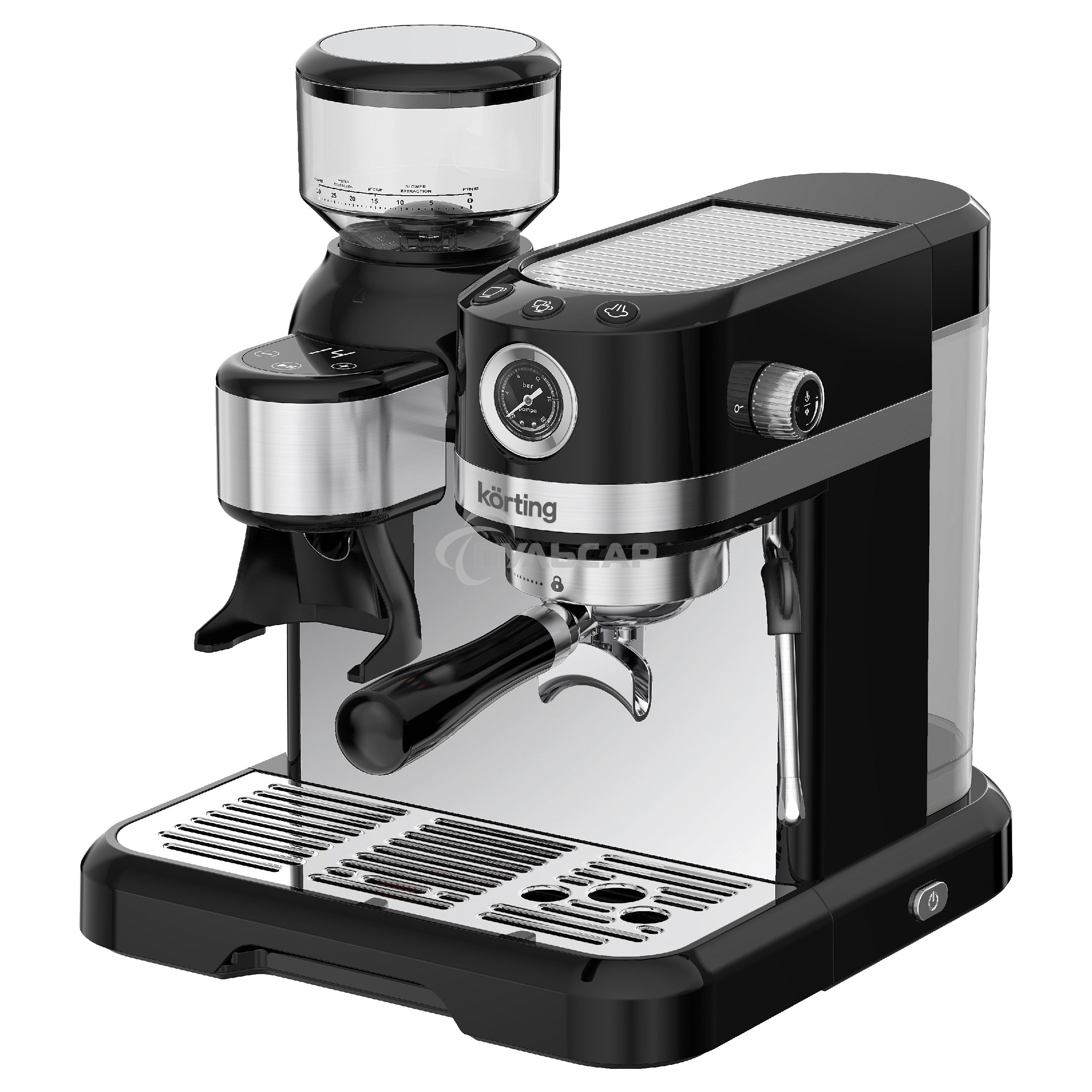 Кофемашина автоматическая Korting KCM 1015 N Ottimo черный/серебристый, исп. кофе - зерновой, 1500 Вт, 19 бар