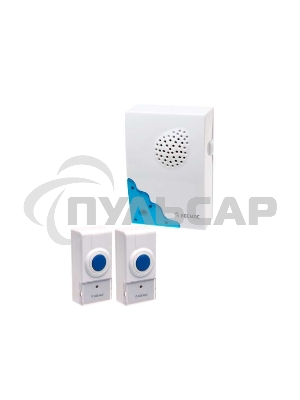 Звонок беспроводной Космос KOC_AG307C232 мелодии, 150м, белый, 2 кнопки