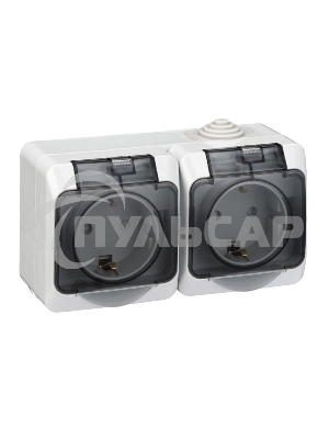 Блок ОП Этюд (2-м розетка с заземл. защ. шторки) IP44 сер. SchE PA16-244C