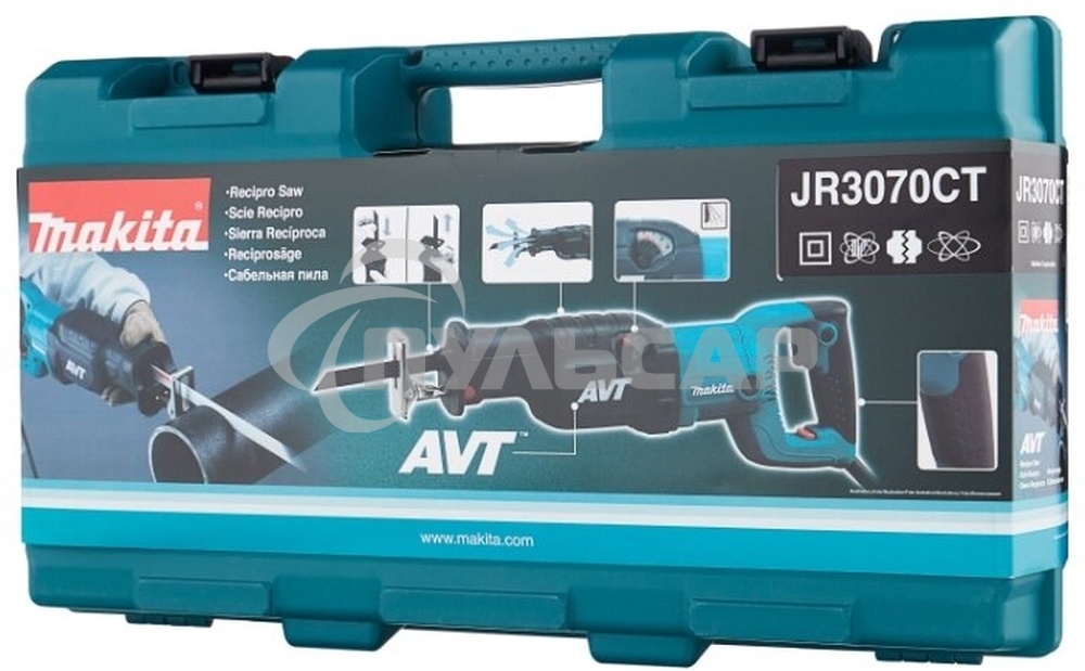 Пилы электрические цепные Makita JR3070CT Пила саб, 1510Вт,0-2800об\м,ход-32мм,рез-255мм,4.3кг,чем,АВТ