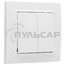 Выключатель 2-клавишный СП,10А, белый EKF Basic Минск