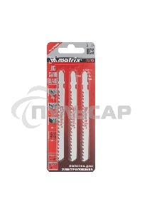 Полотна для электролобзика Matrix по дереву, 3 шт., 90 х 4мм, HCS, EU- хвостовик