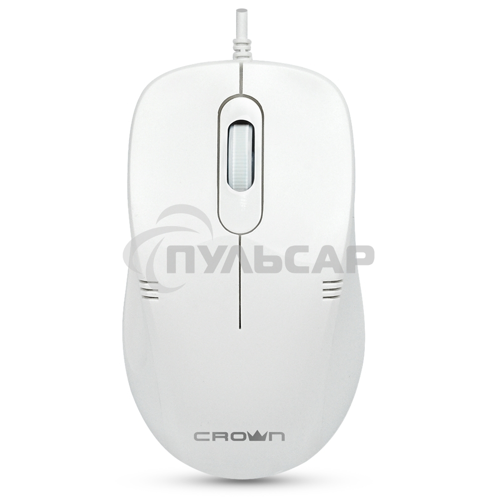 Мышь проводная Crown CMM-502 белый, 1000 dpi, USB, кнопки - 3