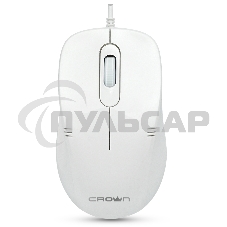 Мышь проводная Crown CMM-502 белый, 1000 dpi, USB, кнопки - 3
