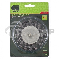 Щетка для дрели Matrix 100 мм, плоская со шпилькой, крученая металлическая проволока