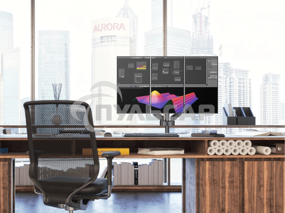 Кронштейн (держатель) ONKRON G280 для трех мониторов 13