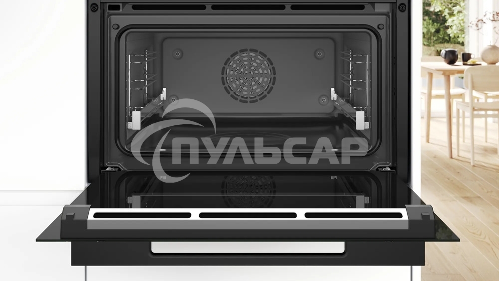 Встраиваемый духовой шкаф Bosch CSG958DB1 Accent Line шкаф-пароварка, черный, 14 режимов + комбинированные режимы, функция приготовление на пару 100%, 4-слойное остекление, 3 цветных текстовых TFT-дисплея 2,5