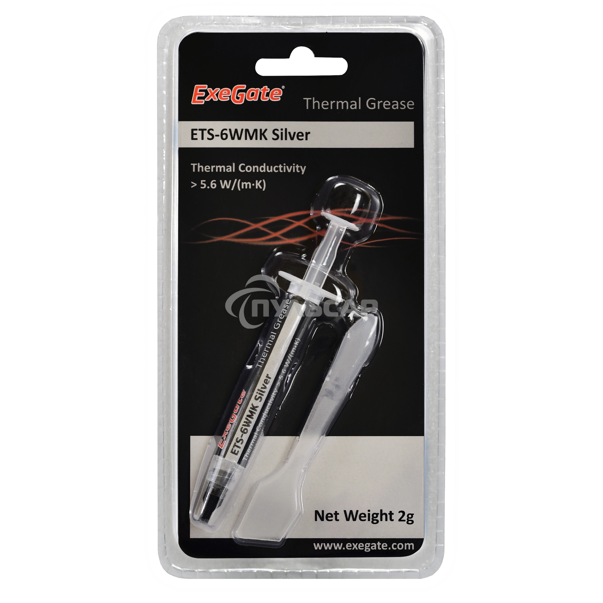 Термопаста ExeGate ETS-6WMK Silver, шприц с лопаткой, 2г