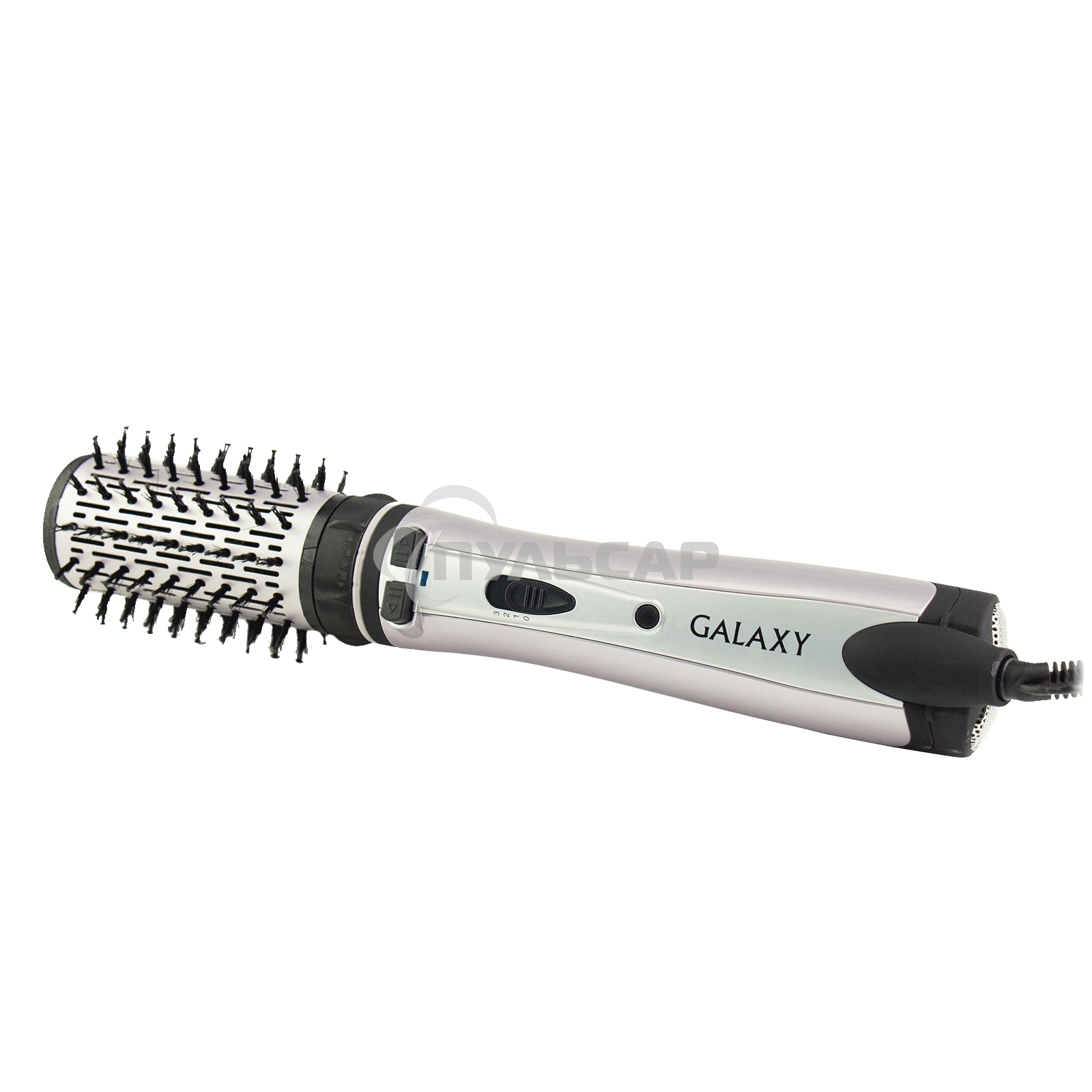 Фен-расческа Galaxy Line GL 4404, сиреневый с черным, 1200 Вт, 2 насадки (диаметр 50 мм и 30 мм), 2 направления вращения насадок, 2 скоростных режима, керамическое покрытие насадок, функция 