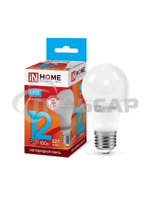 Лампа светодиодная LED-A60-VC 12Вт 230В E27 4000К 1080лм IN HOME 4690612020242