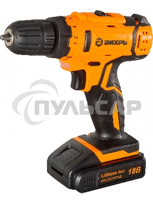 Дрель-шуруповерт Вихрь ДА-18Л-2К/Б 72/14/22, Аккумуляторная, 18В, 2 АКБ, Кейс