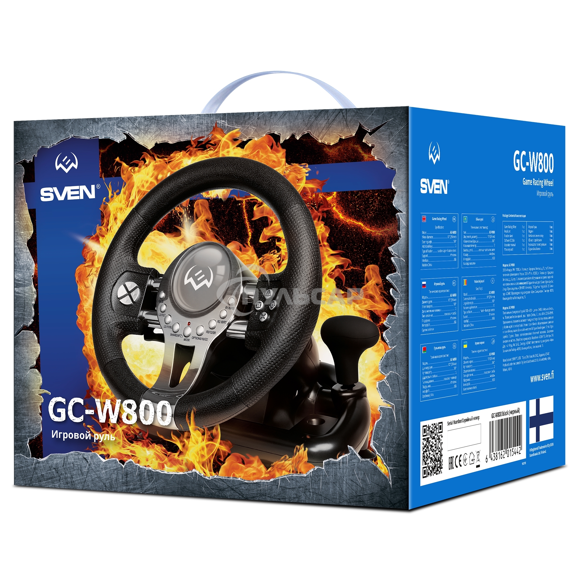 Руль SVEN GC-W800 (педали, вибро, скоба, D-pad, 12 кл, PC/PS3/PS4/XBOXONE/Xinput)