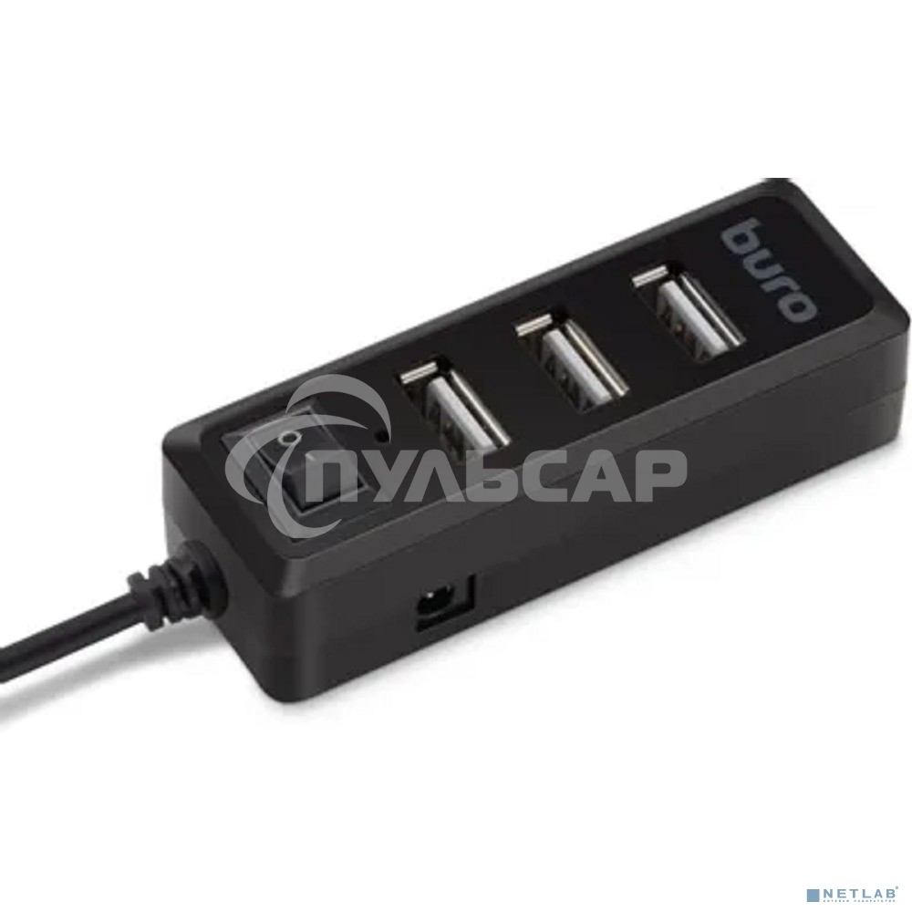 Разветвитель USB 2.0 Buro BU-HUB4-0.5L-U2.0 4порт. черный