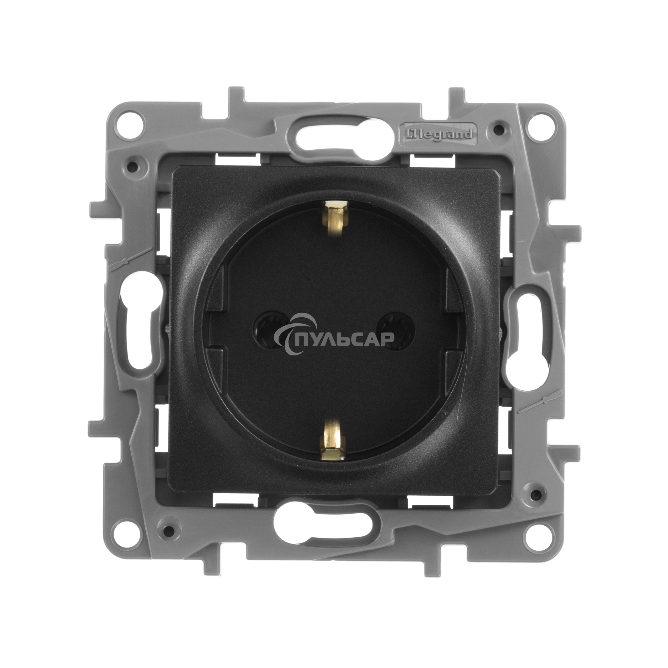 Розетка 2К+З, немецкий стандарт, винтовые зажимы, 16А, 250В~, Etika, антрацит Розетка 2К+З, немецкий стандарт, винтовые зажимы, 16А, 250В~, Etika, антрацит