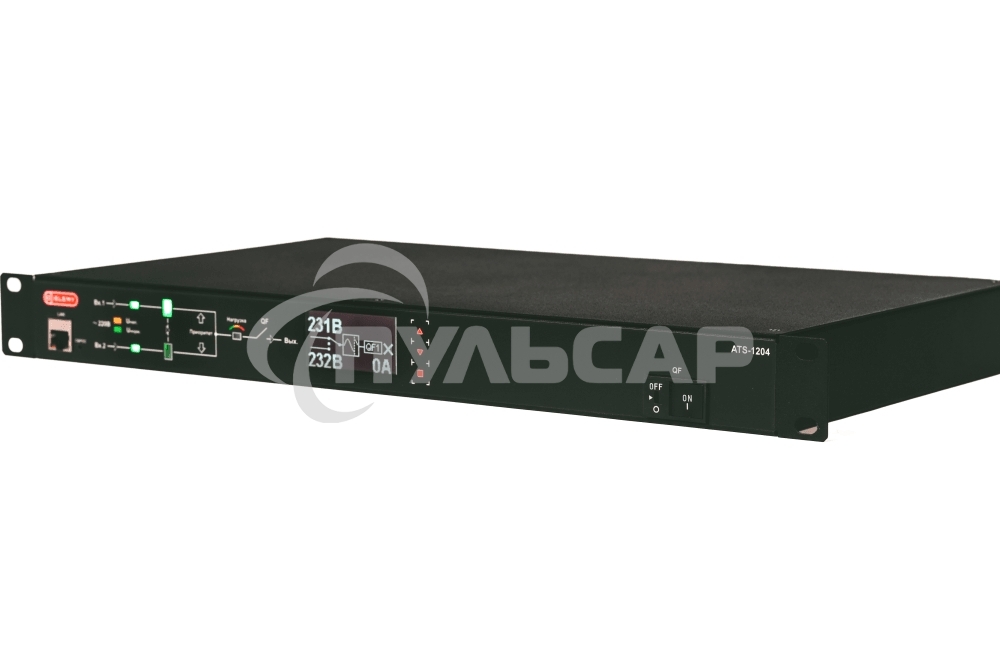 Автоматический ввод резерва ELEMY RACK ATS, 1U, 220В, 16А, OLED, Ethernet, in (2) C20, out (1) C19 (9) C13