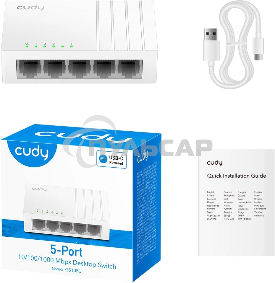 Коммутатор 5-Port Gigabit Desktop Switch, 5 10/100/1000M RJ45 Ports, Loop Detection, Desktop Plastic Case, Power Saving, Plug & Play, Wall-Mount, Power Adapter Not Included