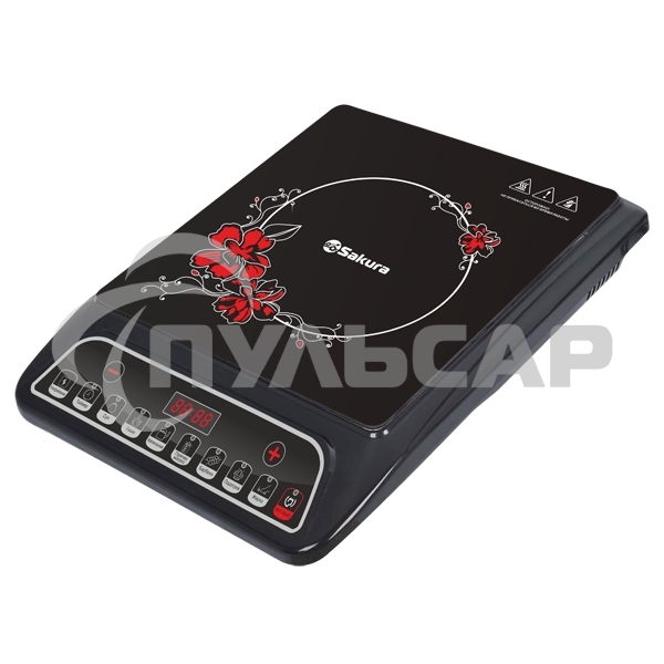 Настольная плитка Sakura SA-7152FS 2000 Вт, индукционный нагревательный элемент, ЖК- дисплей, корпус из закаленного стекла, индикатор работы, регулировка мощности, функция таймера, отсрочка старта. Режимы: суп, каша, кипячение, горячее молоко, барбекю, по