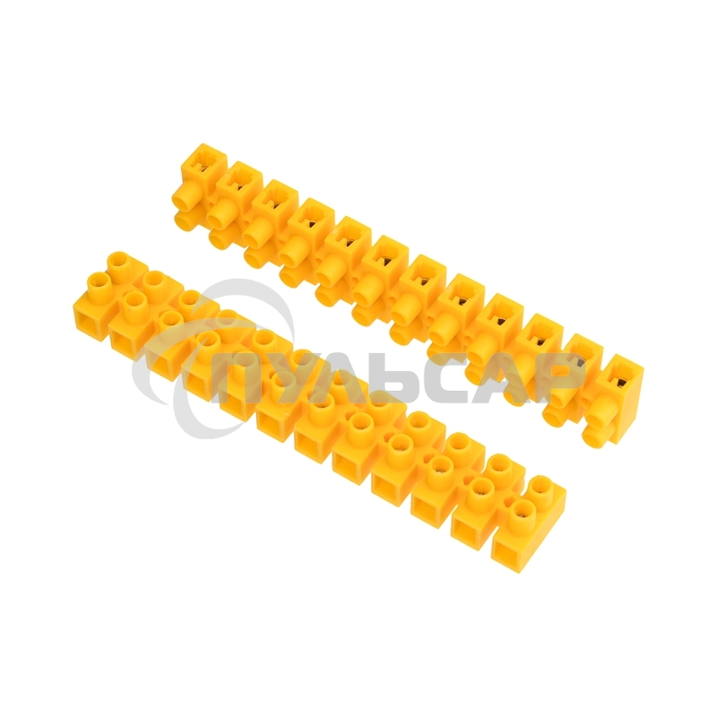 Клеммная винтовая колодка KВ-10 4-10, ток 10 A, полиэтилен желтый Rexant (10 шт./уп.)