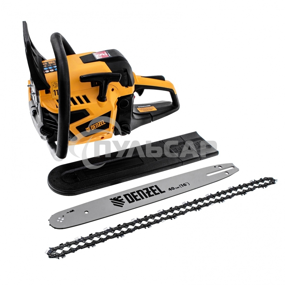 Пила цепная бензиновая DS-4516, шина 40 см, 45см3, 2,5 л.с., шаг 0,325, паз 1,5 мм, 64 зв Denzel
