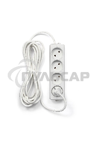 Удлинитель Гарнизон EL-NL4-W-5, 4 розетки допустимый ток 10А, длина 5 м.