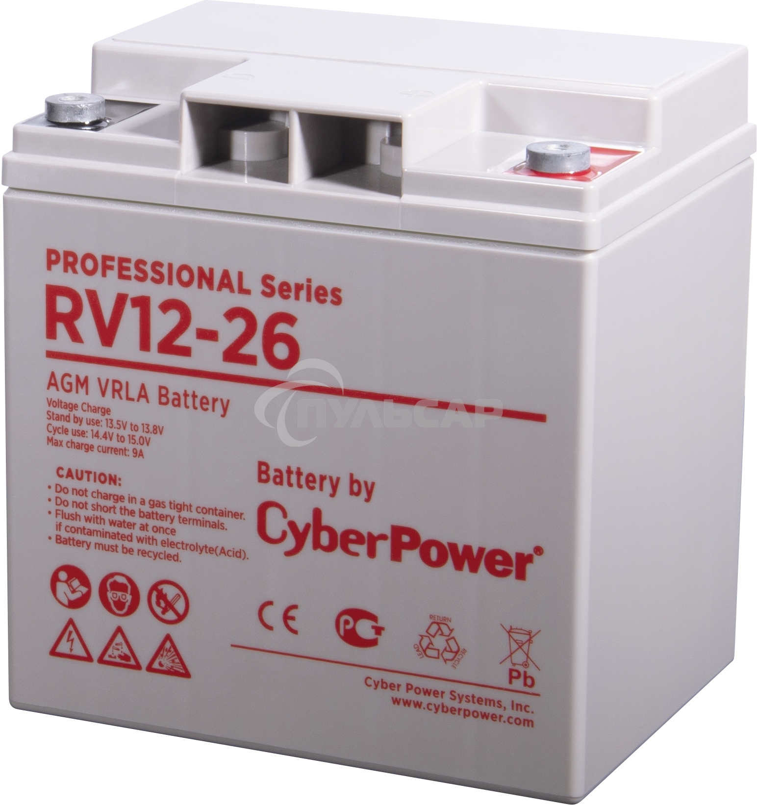 Аккумуляторная батарея PS CyberPower RV 12-26 / 12 В 26 А·ч Battery CyberPower Professional series RV 12-26 / 12V 26 Ah