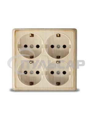 Розетка 4-м ОП Олимп с заземл. квадрат сосна UNIVersal 1177