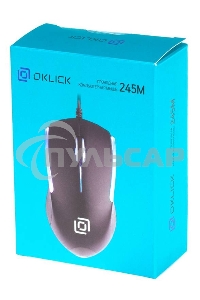 Мышь проводная Oklick 245M черный, 1000 dpi, USB, кнопки - 3