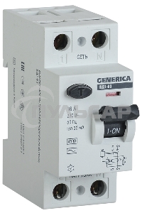 Выключатель дифференциального тока (УЗО) ВД1-63 2п 25А 30мА тип AC GENERICAMDV15-2-025-030IEK