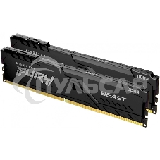 Оперативная память Kingston Fury Beast, DDR4, 16Gb (2x8Gb), 3200MHz, CL16, DIMM, с радиатором, черный