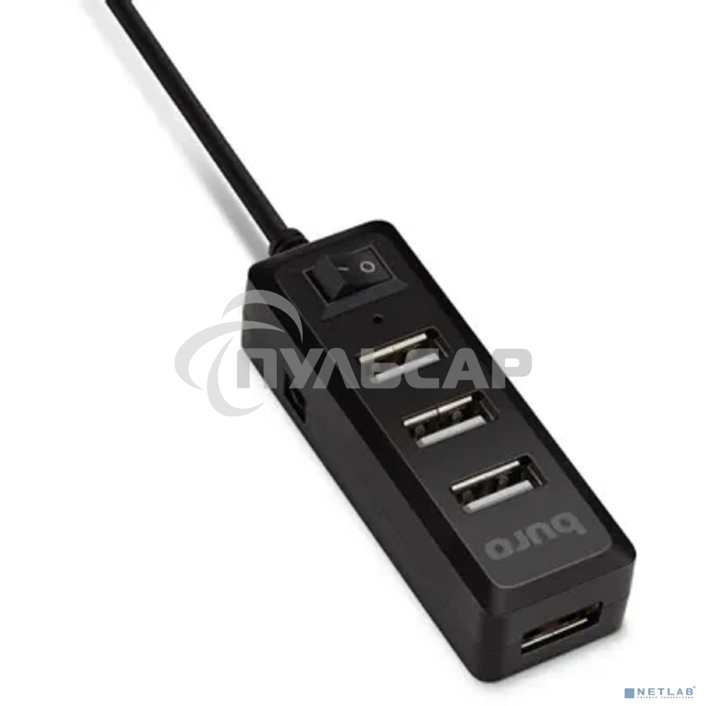 Разветвитель USB 2.0 Buro BU-HUB4-0.5L-U2.0 4порт. черный