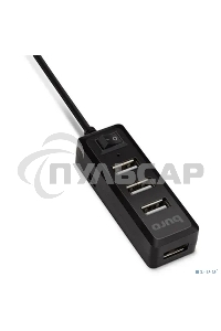 Разветвитель USB 2.0 Buro BU-HUB4-0.5L-U2.0 4порт. черный
