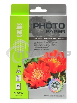 Фотобумага Cactus CS-GA618025 глянцевая A6 180 г/м2 25 листов