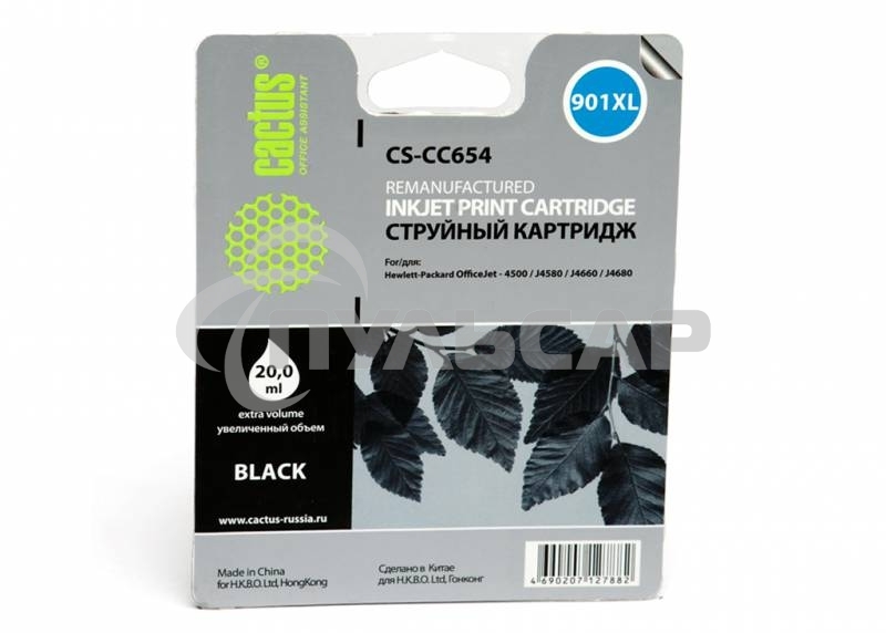 Картридж струйный Cactus CS-CC654 черный для №901 HP OfficeJet-4500/J4580/J4660/J4680 (18ml)