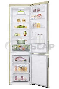 Холодильник LG GA-B509CESL бежевый глянцевый двухкамерный 277/107л морозилка снизу, No Frost