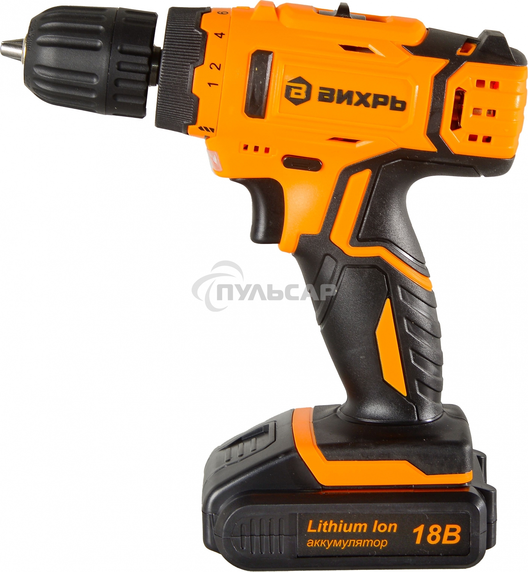Дрель-шуруповерт Вихрь ДА-18Л-2К/Б 72/14/22, Аккумуляторная, 18В, 2 АКБ, Кейс