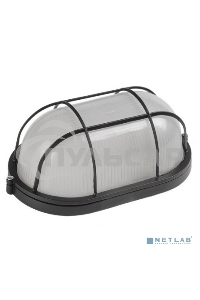 Светильник НПП 1402 60Вт E27 IP54 черный овал с решеткой ИЭК LNPP0-1402-1-060-K02