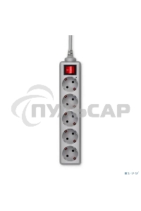 Сетевой фильтр Buro 500SL-1.5-G 1.5м (5 розеток) серый (пакет ПЭ)