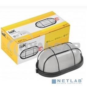 Светильник НПП 1402 60Вт E27 IP54 черный овал с решеткой ИЭК LNPP0-1402-1-060-K02