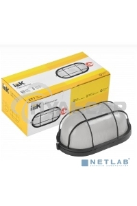 Светильник НПП 1402 60Вт E27 IP54 черный овал с решеткой ИЭК LNPP0-1402-1-060-K02