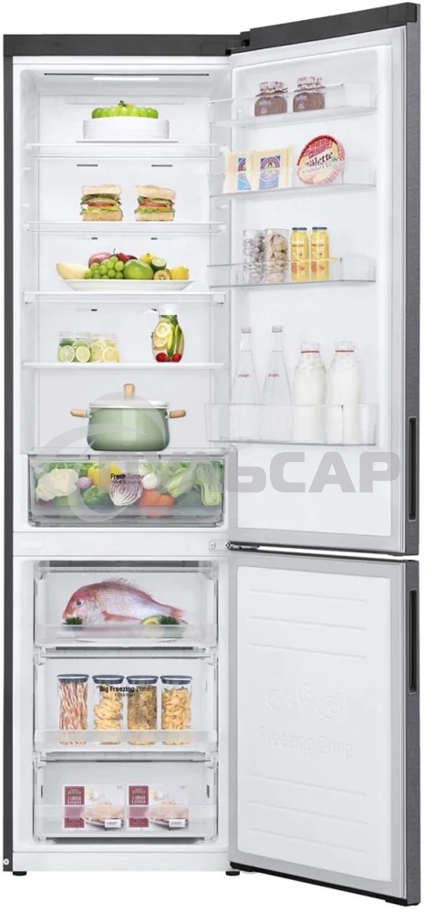 Холодильник LG GA-B509CLSL графитовый двухкамерный 277/107л морозилка снизу, No Frost